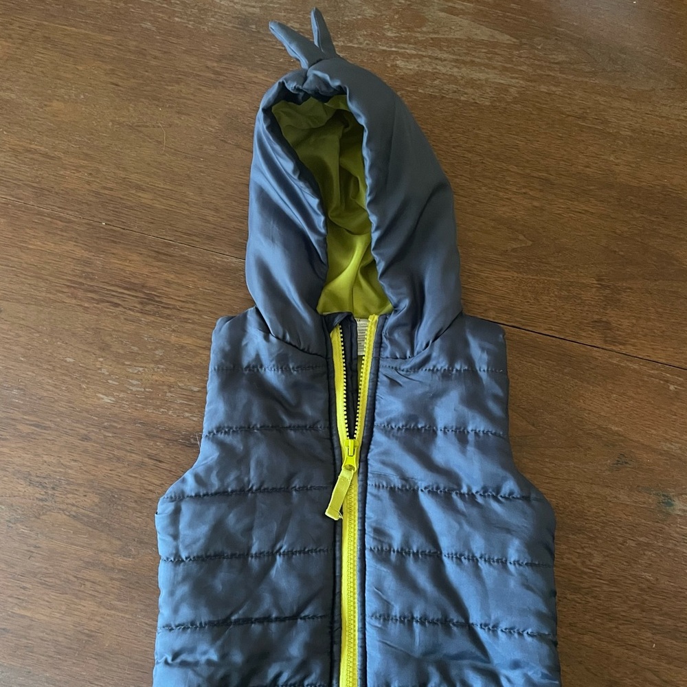 Toddler vest with dinosaur hood